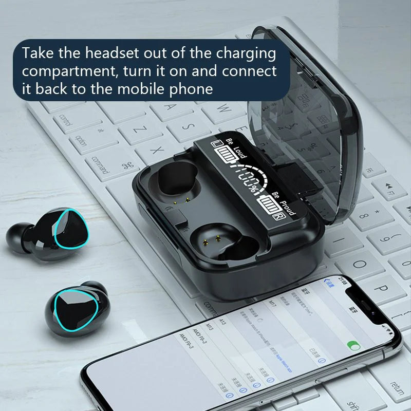 M10 TWS Wireless Bluetooth Earbuds with 9D Noise Reduction & Digital Display Charging Case