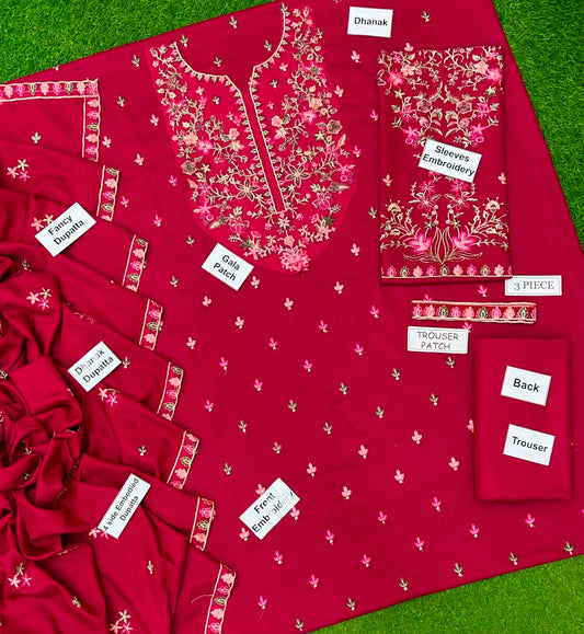 LAAM — Premium Embroidered Dhanak 3-Piece | AL-828 | Winter 2026