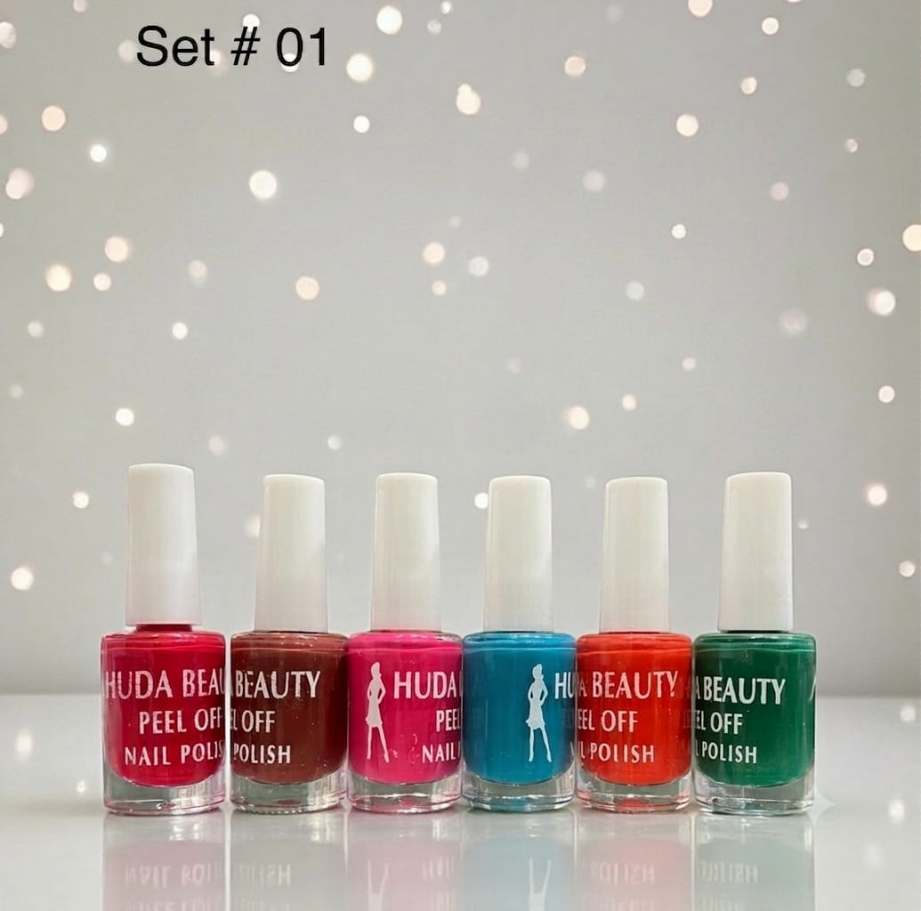 Huda Beauty Peel Off Nail Polish - Pack of 6 Vibrant Colors