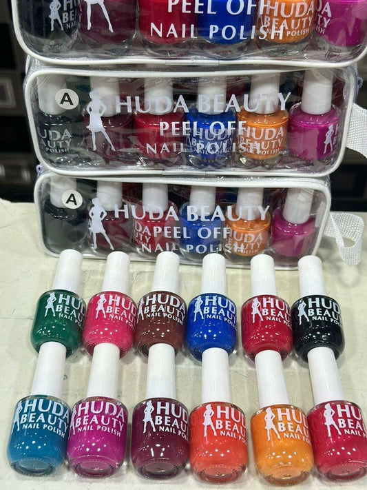 Huda Beauty Peel Off Nail Polish - Pack of 6 Vibrant Colors
