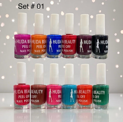 Huda Beauty Peel Off Nail Polish - Pack of 6 Vibrant Colors