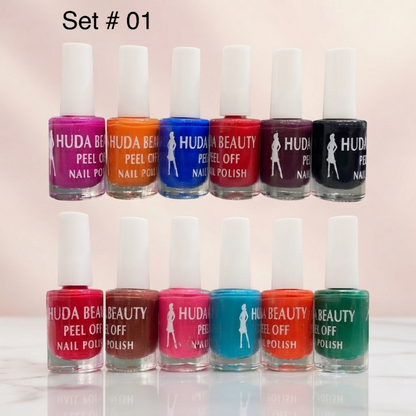 Huda Beauty Peel Off Nail Polish - Pack of 6 Vibrant Colors