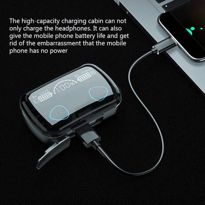 M10 TWS Wireless Bluetooth Earbuds with 9D Noise Reduction & Digital Display Charging Case