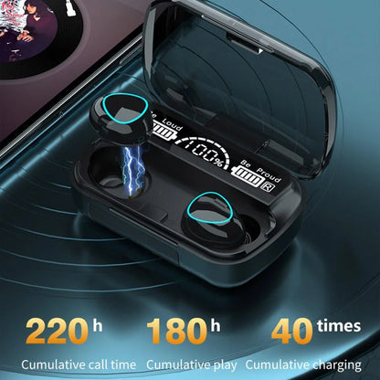 M10 TWS Wireless Bluetooth Earbuds with 9D Noise Reduction & Digital Display Charging Case