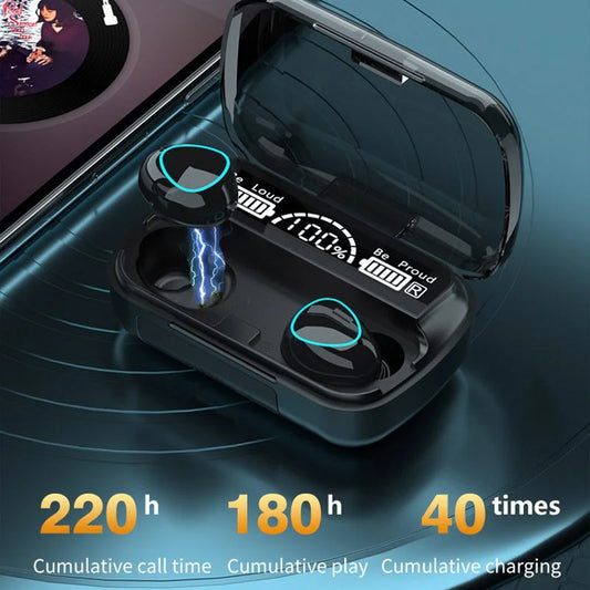 M10 TWS Wireless Bluetooth Earbuds with 9D Noise Reduction & Digital Display Charging Case